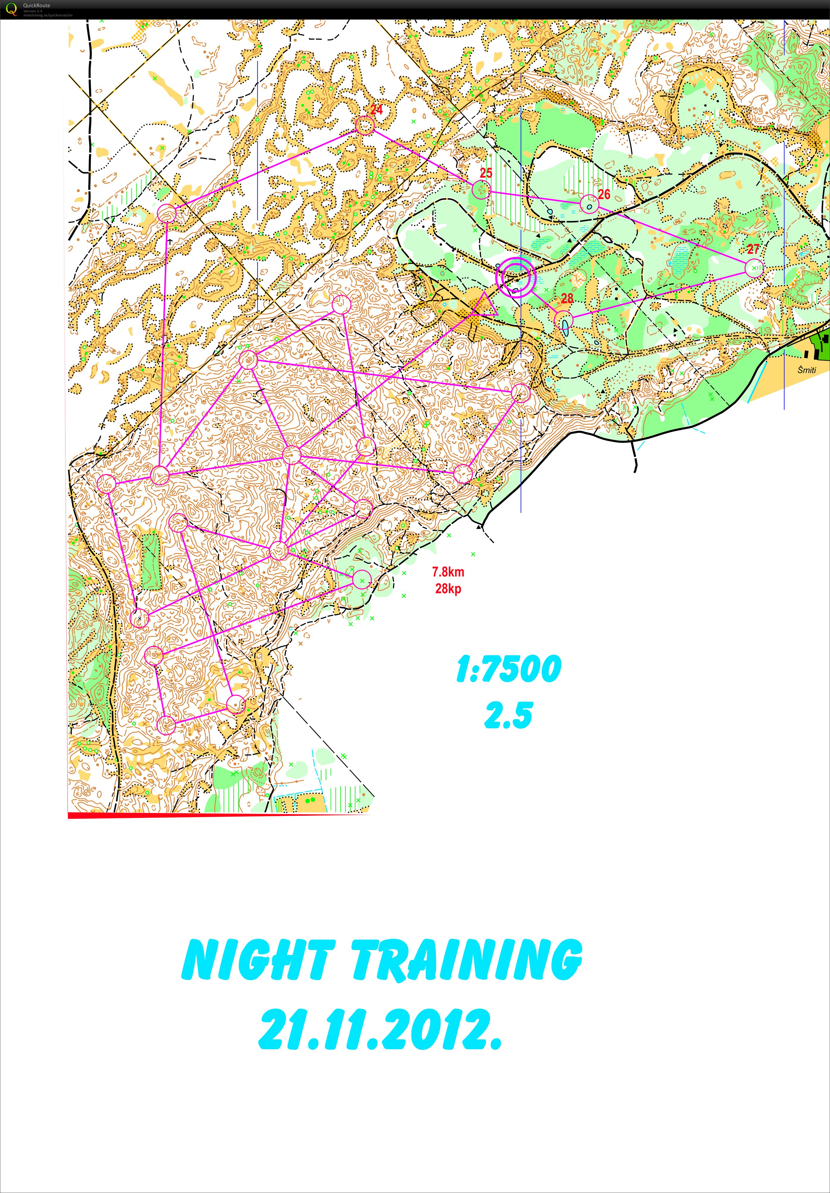 Night training - putting out controls (21/11/2012)