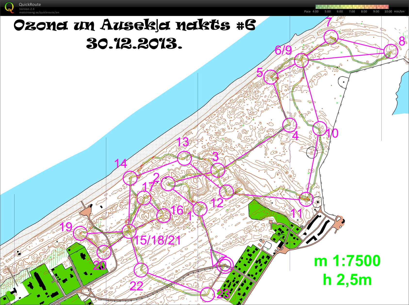 Auseklis/Ozons night #6 my map and route (30/12/2013)